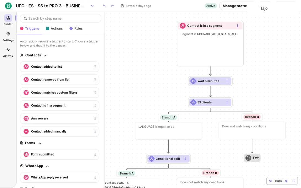 Automations Workflow Builder Full Brevo interface screenshot