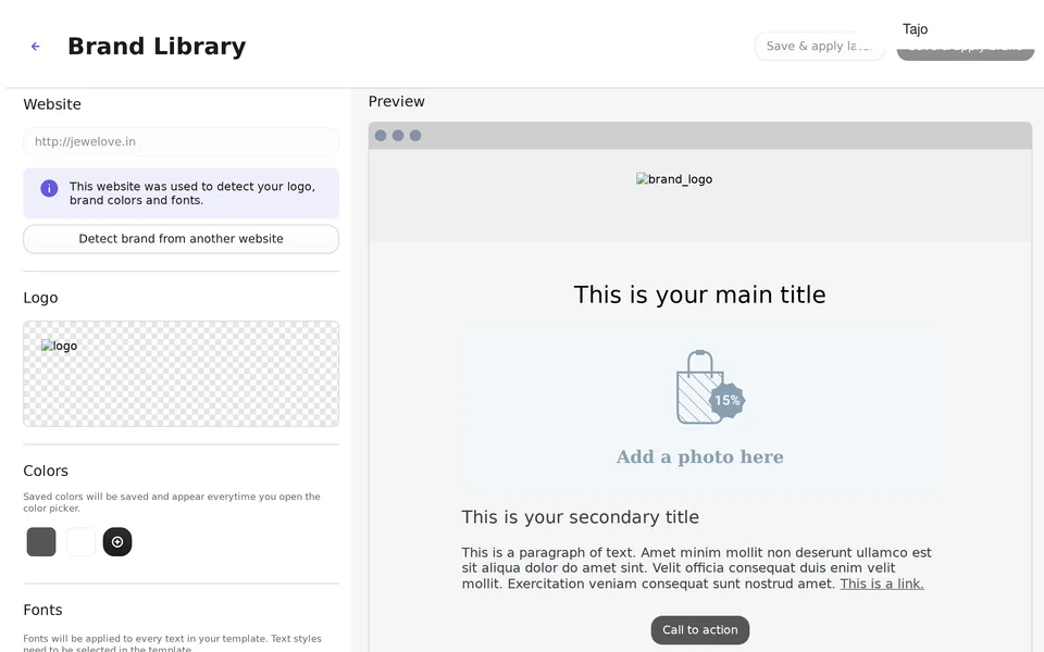 Branding Edit Brand Brevo interface screenshot