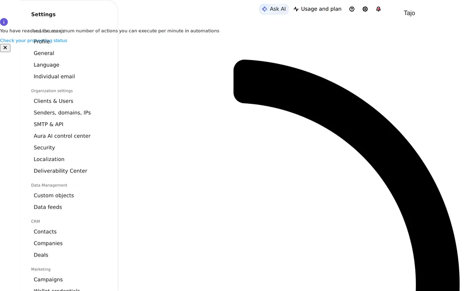 Automation Parameters Brevo interface screenshot