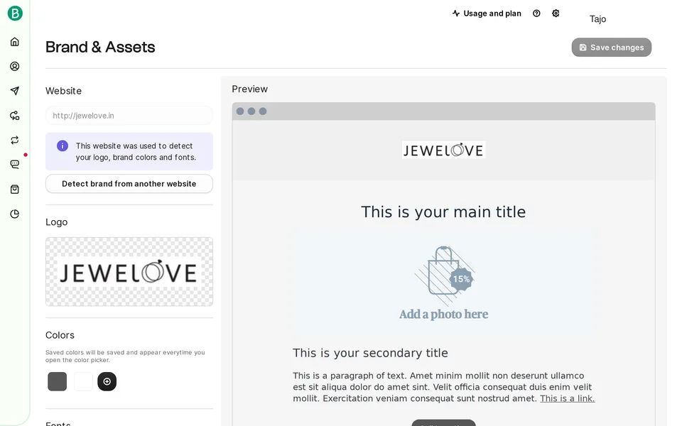 Marketing Branding Brevo interface screenshot