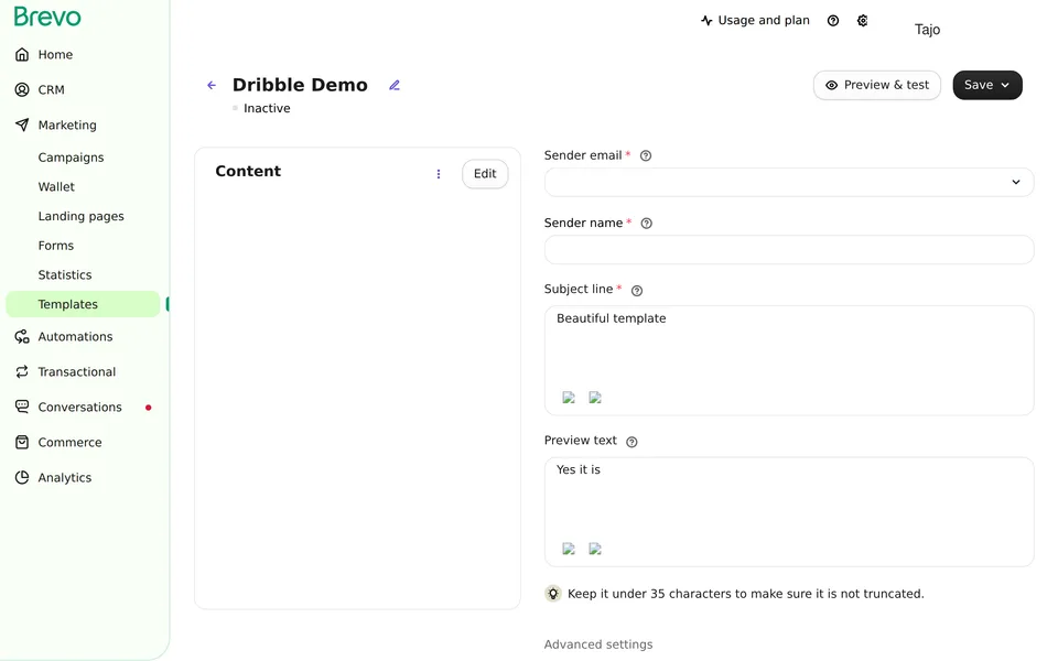 Templates Email Edit 46 Brevo interface screenshot