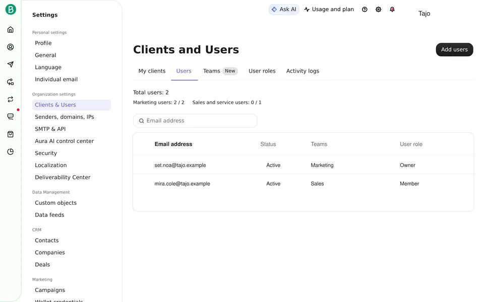 User Member Brevo interface screenshot