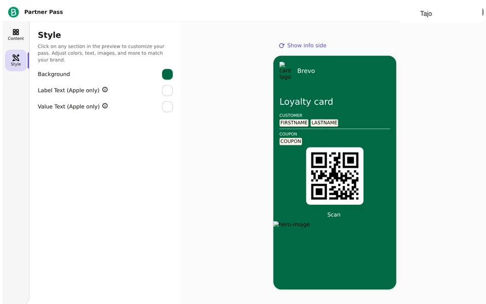 Wallet Editor Passid Brevo interface screenshot